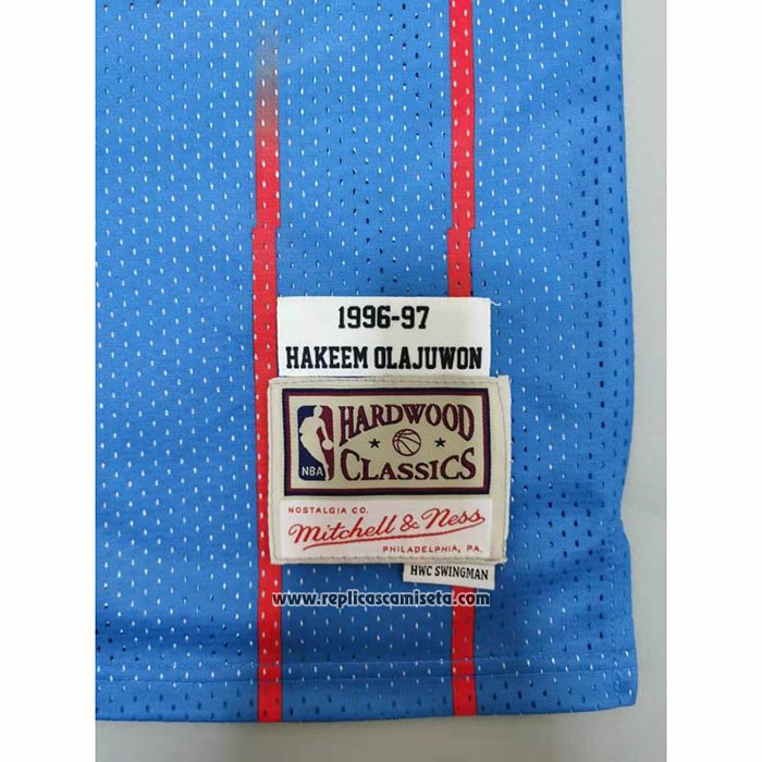 Camiseta Houston Rockets Hakeem Olajuwon #34 Mitchell & Ness 1996-97 Azul